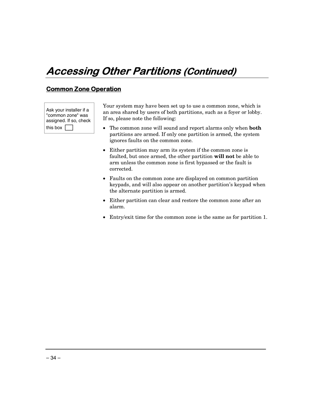 First Alert FA148CPSIA, FA168CPSSIA manual Common Zone Operation 