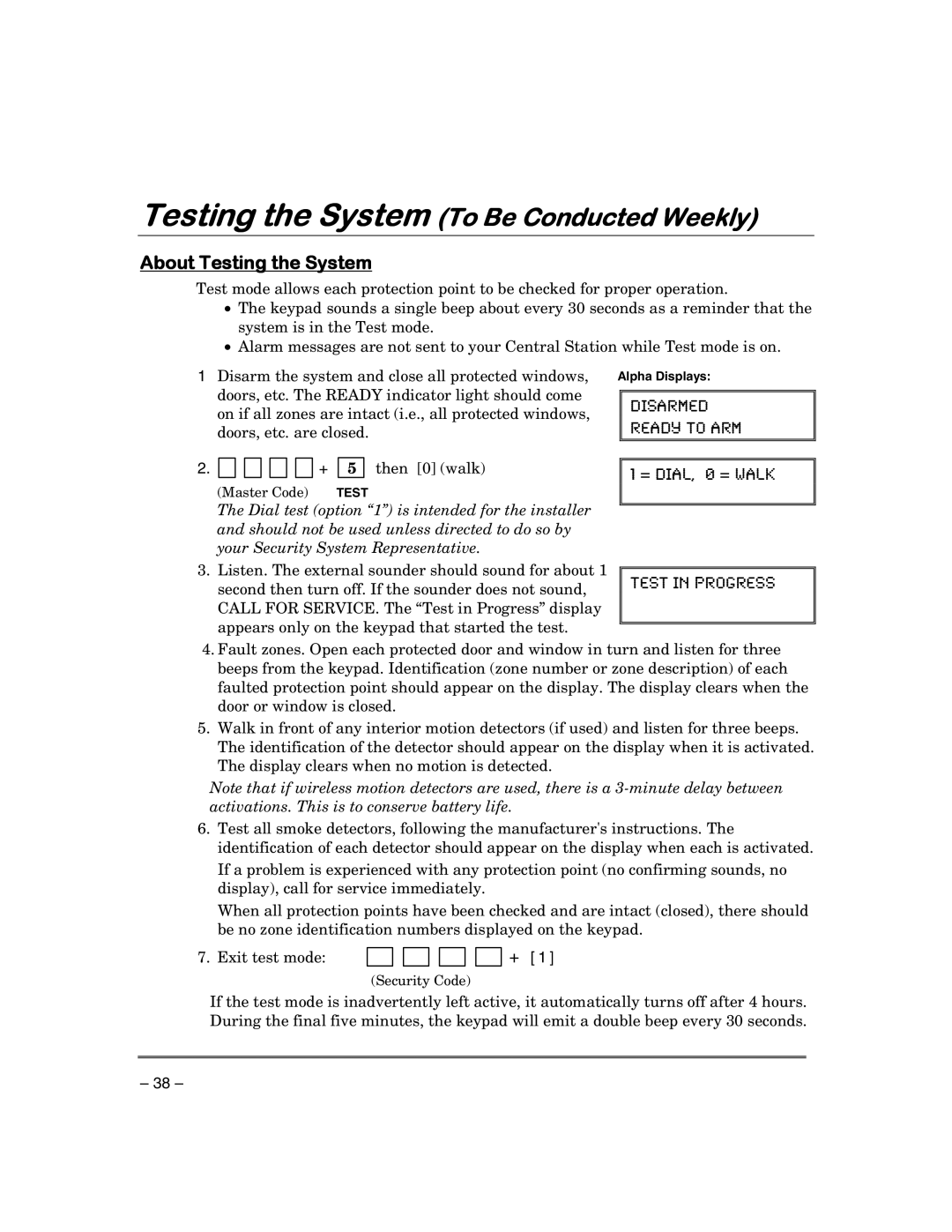 First Alert FA148CPSIA, FA168CPSSIA manual Testing the System To Be Conducted Weekly, About Testing the System 