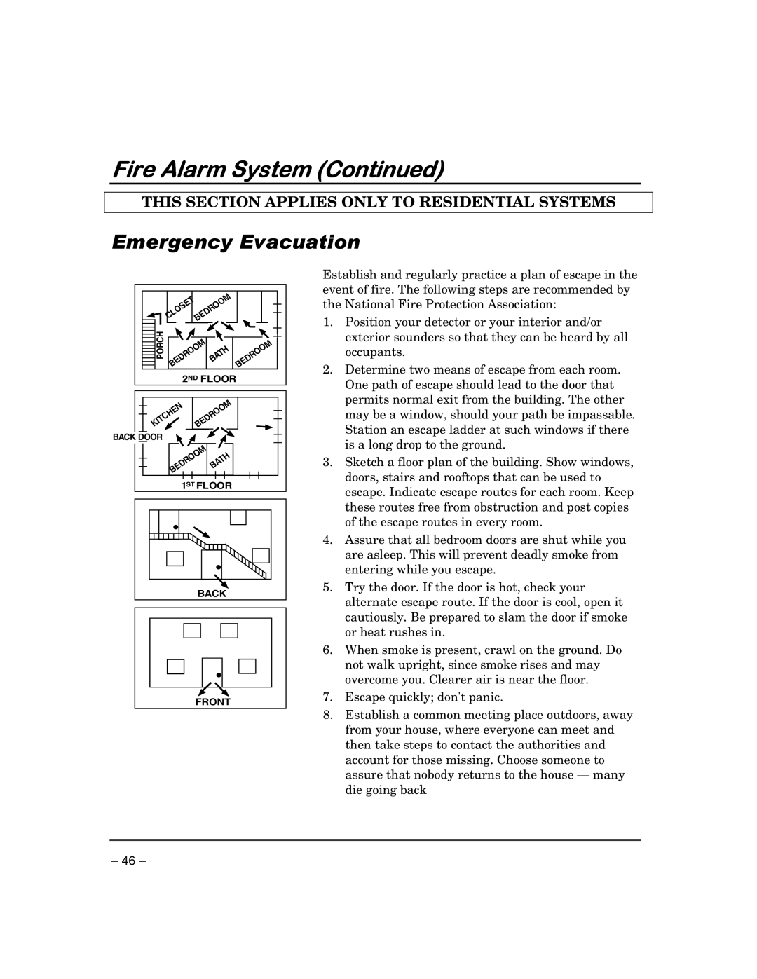 First Alert FA148CPSIA, FA168CPSSIA manual Emergency Evacuation 