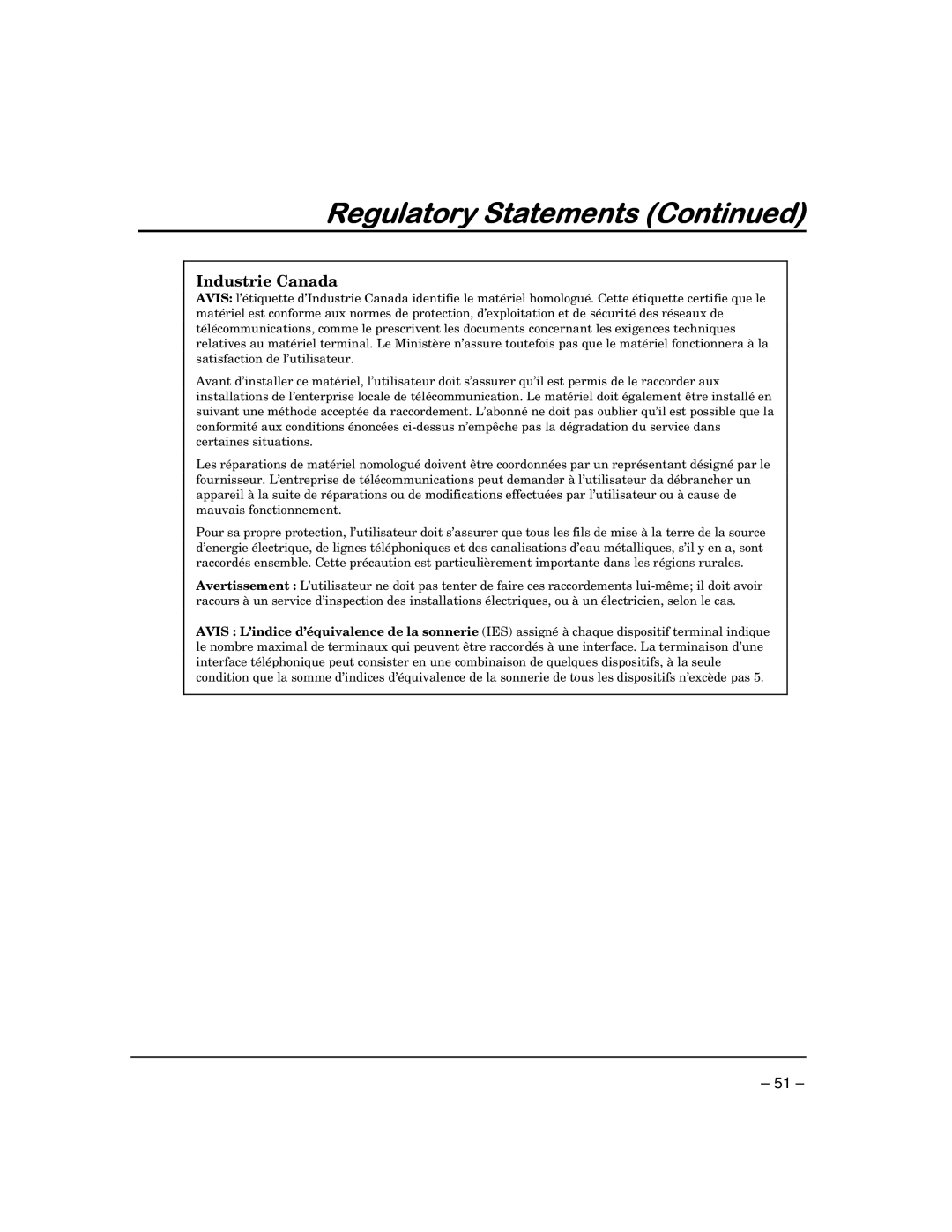 First Alert FA168CPSSIA, FA148CPSIA manual Regulatory Statements, Industrie Canada 