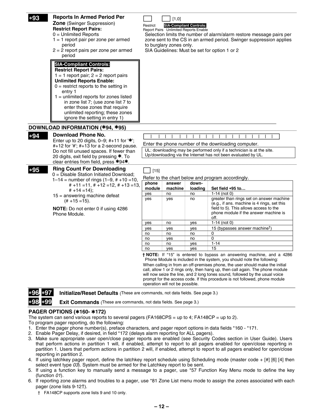 First Alert FA148CPSSIA manual ∗93, ∗95 