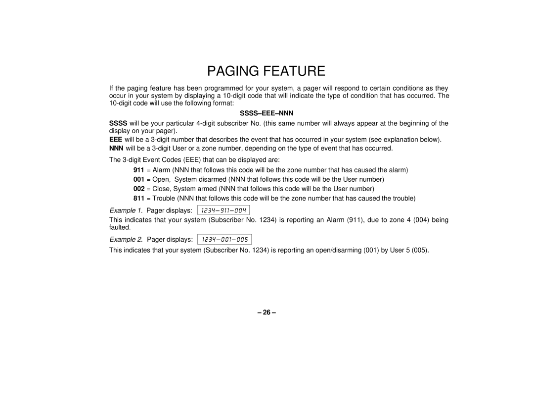 First Alert FA162C user manual Paging Feature, Ssss-Eee-Nnn 