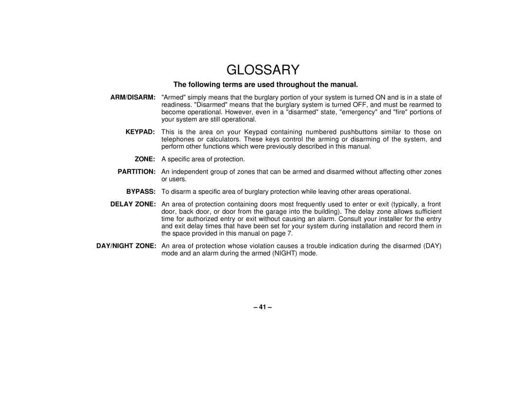 First Alert FA162C user manual Glossary, Following terms are used throughout the manual 