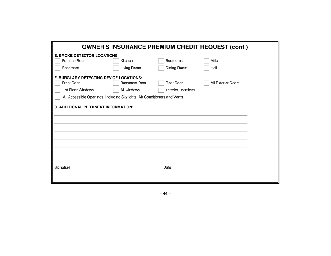 First Alert FA162C user manual Owners Insurance Premium Credit Request 