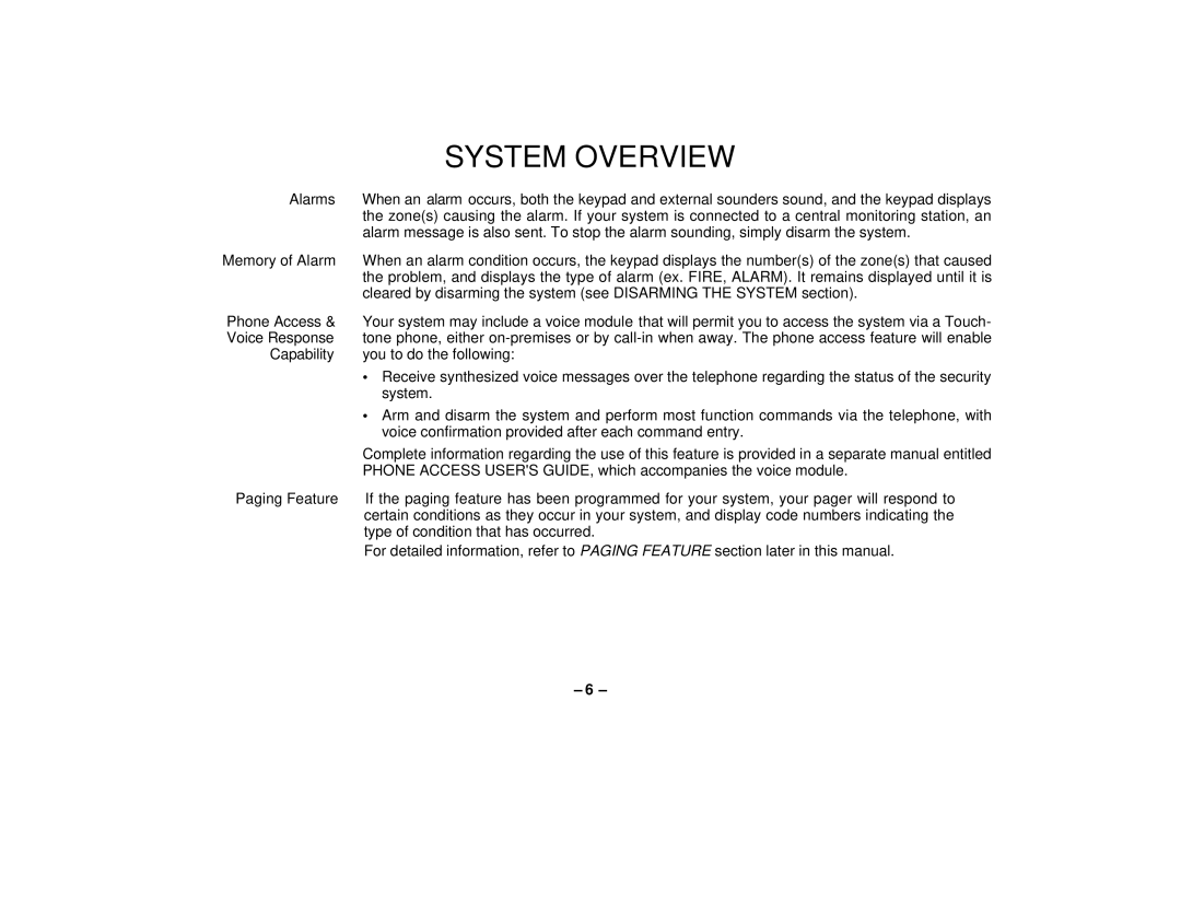 First Alert FA162C user manual Phone Access 