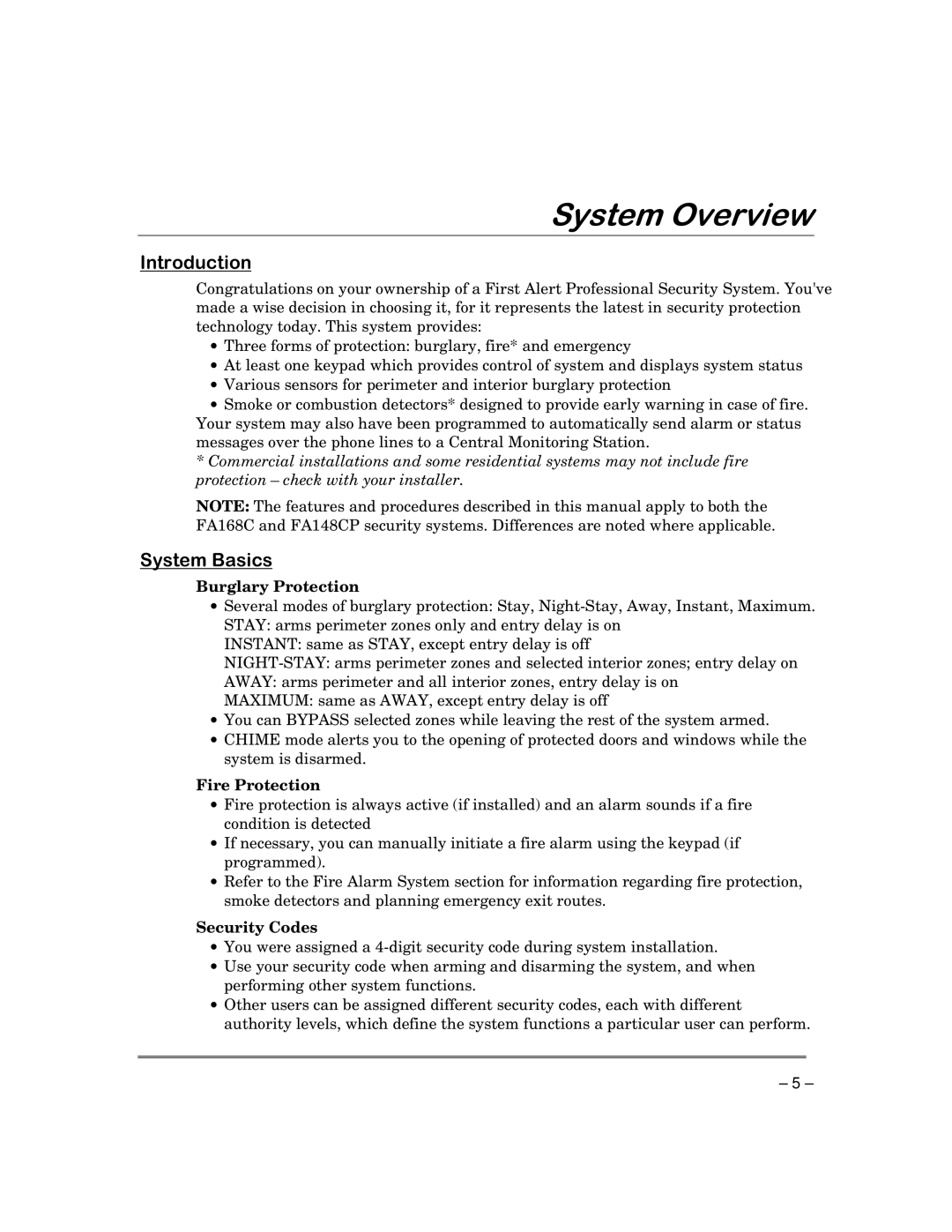 First Alert FA168C-CN, FA148CP-CN manual VWHP2YHUYLHZ, Qwurgxfwlrq, Vwhp%Dvlfv 