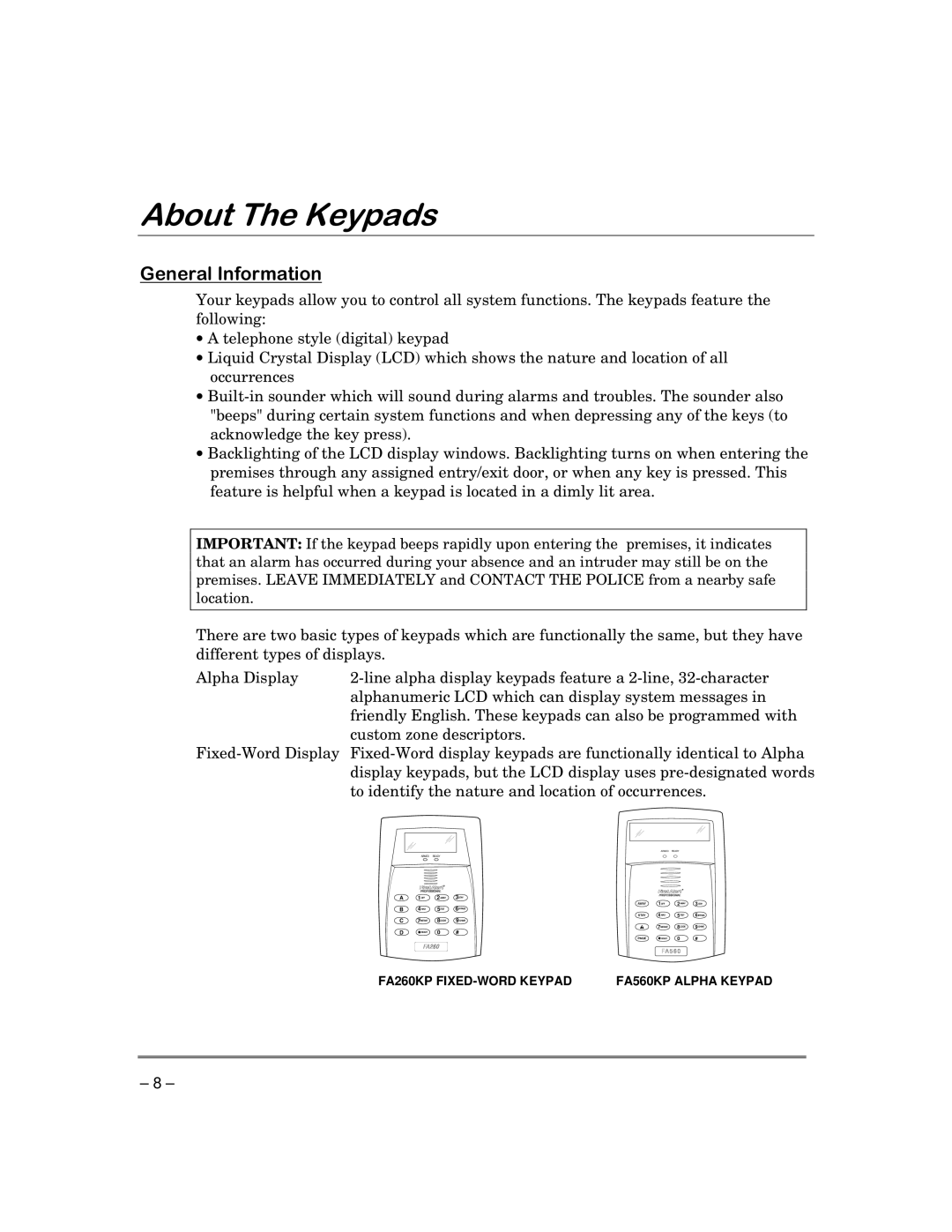 First Alert FA168C-CN, FA148CP-CN manual $ERXW7KH.H\SDGV, Hqhudo,Qirupdwlrq 