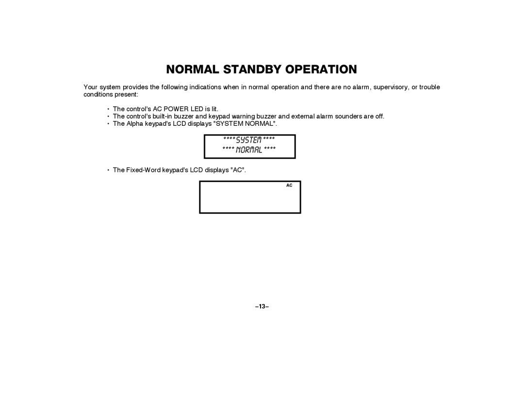 First Alert FA2000C manual Normal Standby Operation 