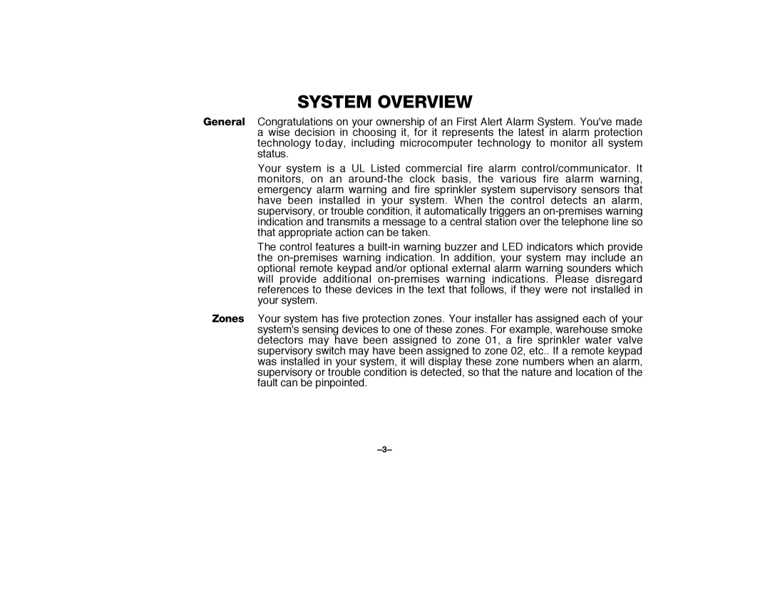 First Alert FA2000C manual System Overview 