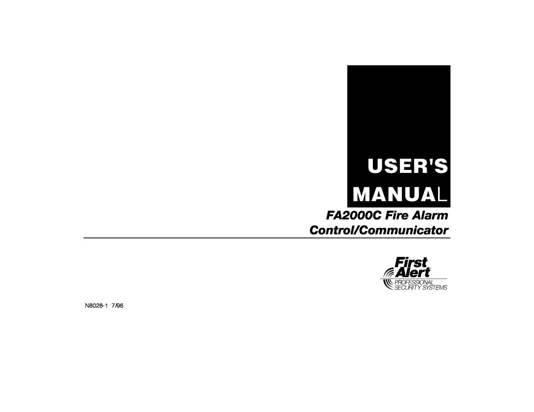 First Alert manual FA2000C Fire Alarm Control/Communicator 