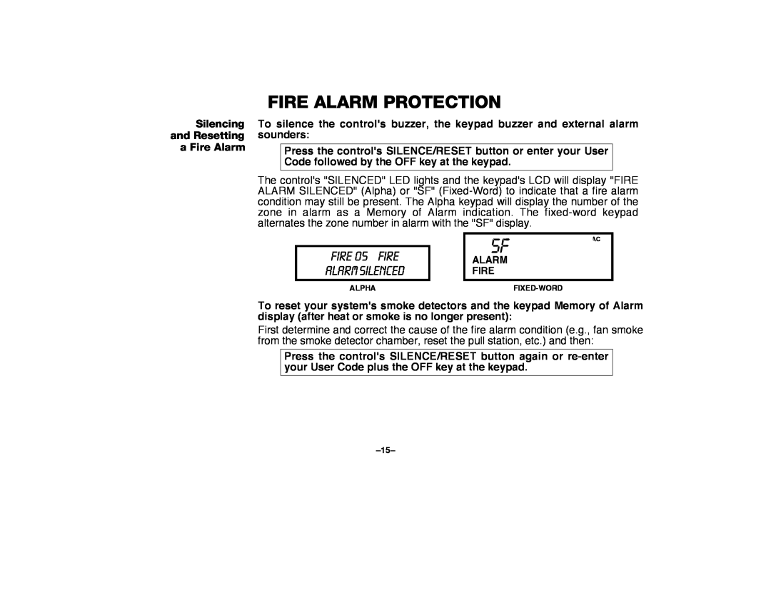 First Alert FA2000C FIRE O5 FIRE ALARM SILENCED, Silencing and Resetting a Fire Alarm, Fire Alarm Protection, E7EN, =Ren 