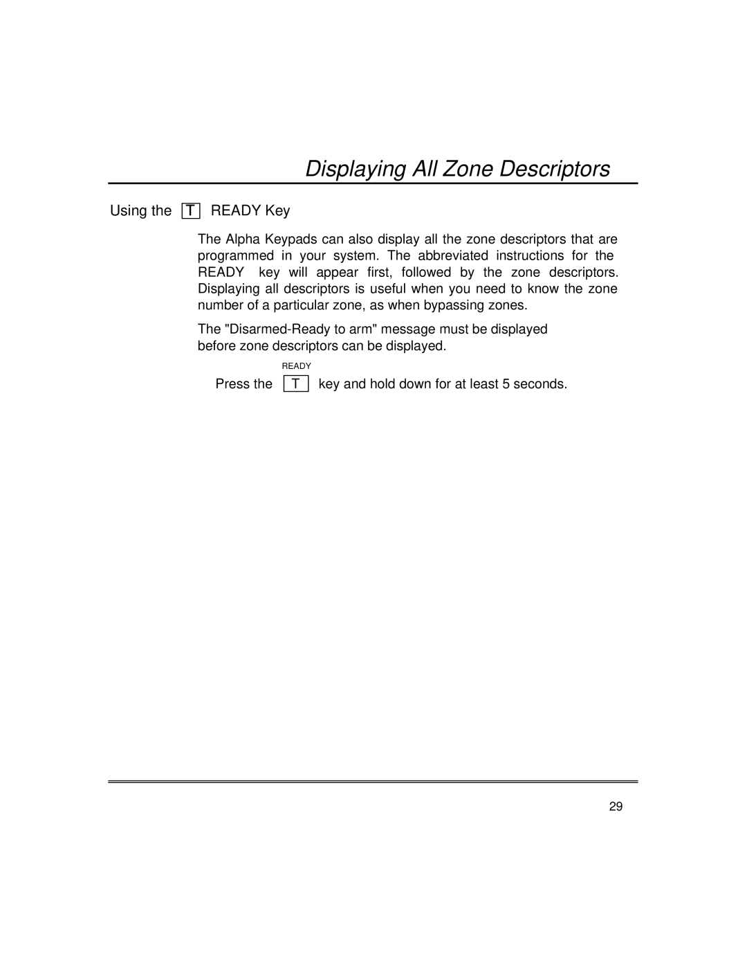 First Alert fire and burglary partitioned security systems with scheduleing manual Displaying All Zone Descriptors 