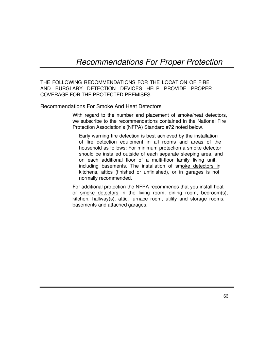 First Alert fire and burglary partitioned security systems with scheduleing manual Recommendations For Proper Protection 