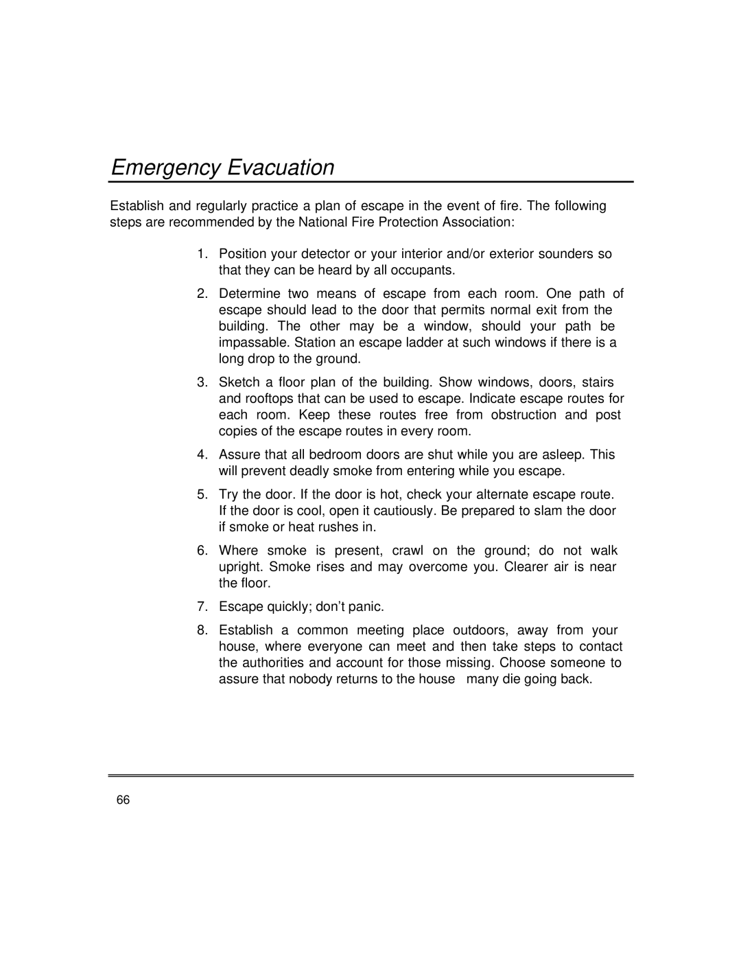 First Alert fire and burglary partitioned security systems with scheduleing manual Emergency Evacuation 