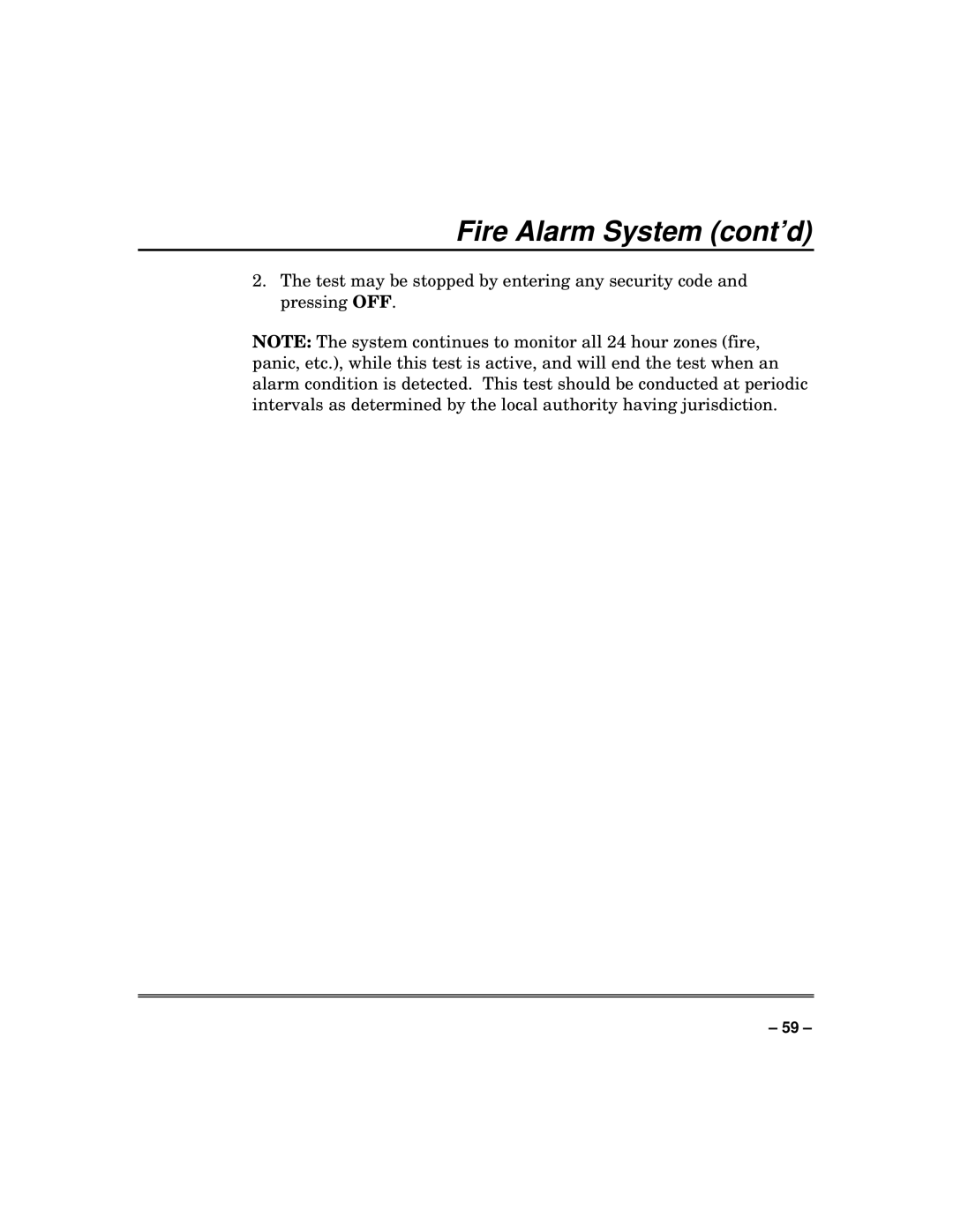 First Alert fire and burglary partitioned security systems with scheduleing manual Fire Alarm System cont’d, 59 