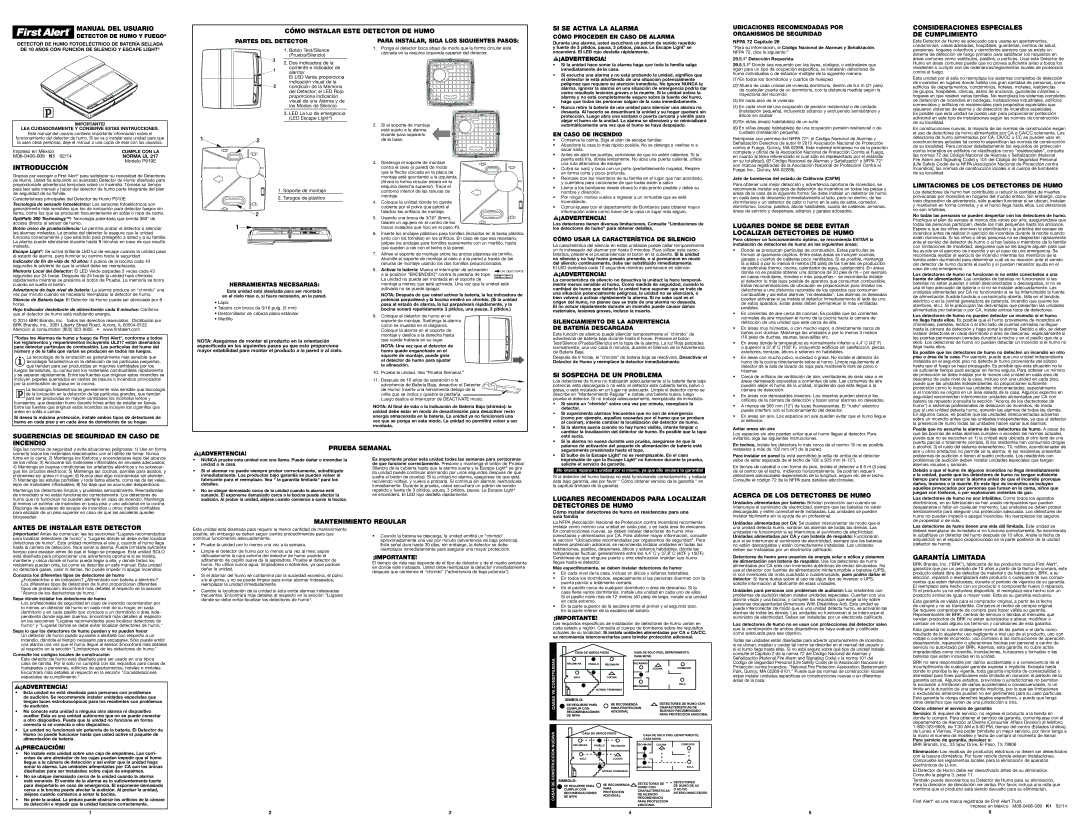 First Alert first alert Manual DEL Usuario, Cómo Instalar Este Detector DE Humo SI SE Activa LA Alarma, Introducción 