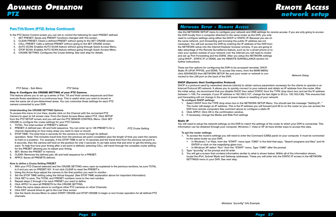 First Alert HS-4705-400 user manual Network setup, Network Setup Remote Access 