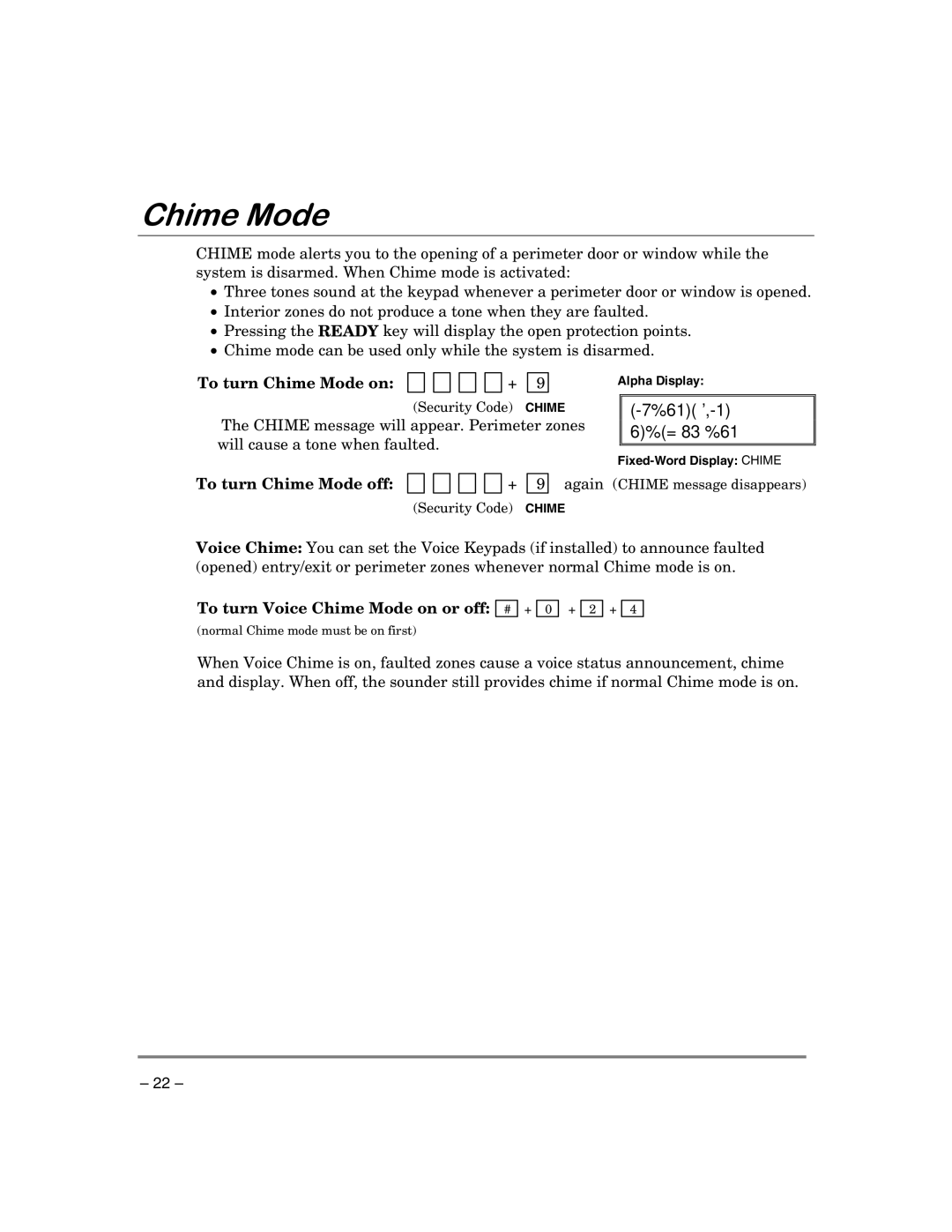 First Alert K5309-5V2 manual KLPH0RGH, To turn Chime Mode on, To turn Chime Mode off, To turn Voice Chime Mode on or off 