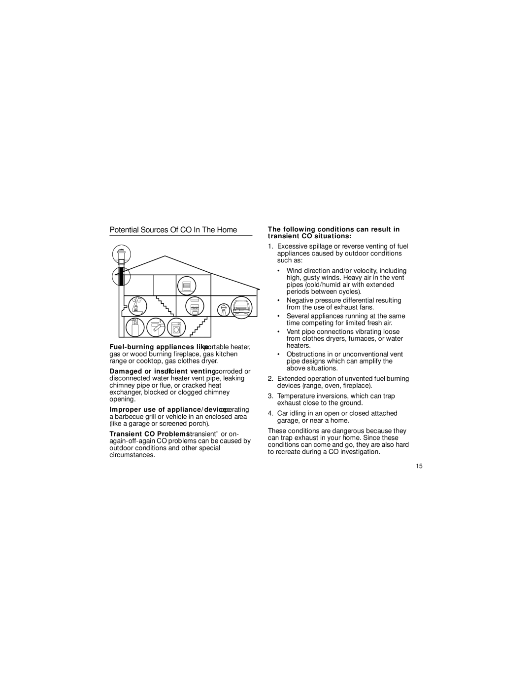 First Alert MODEL FCD3N user manual Potential Sources Of CO In The Home 