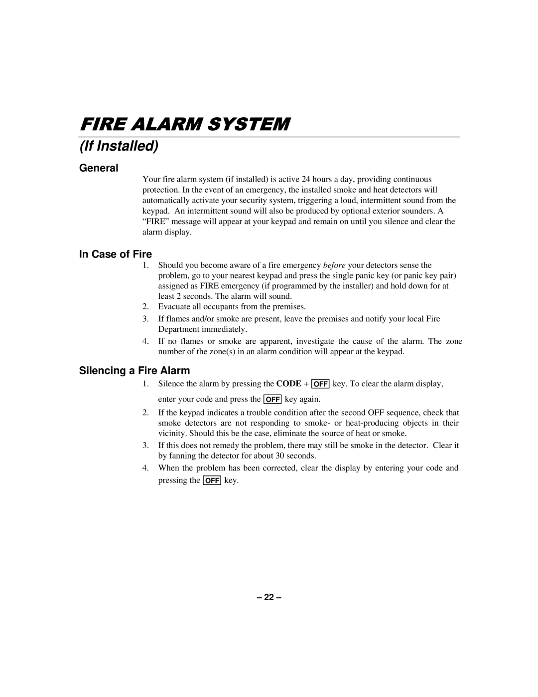 First Alert N8891-1 manual If Installed, Case of Fire, Silencing a Fire Alarm 