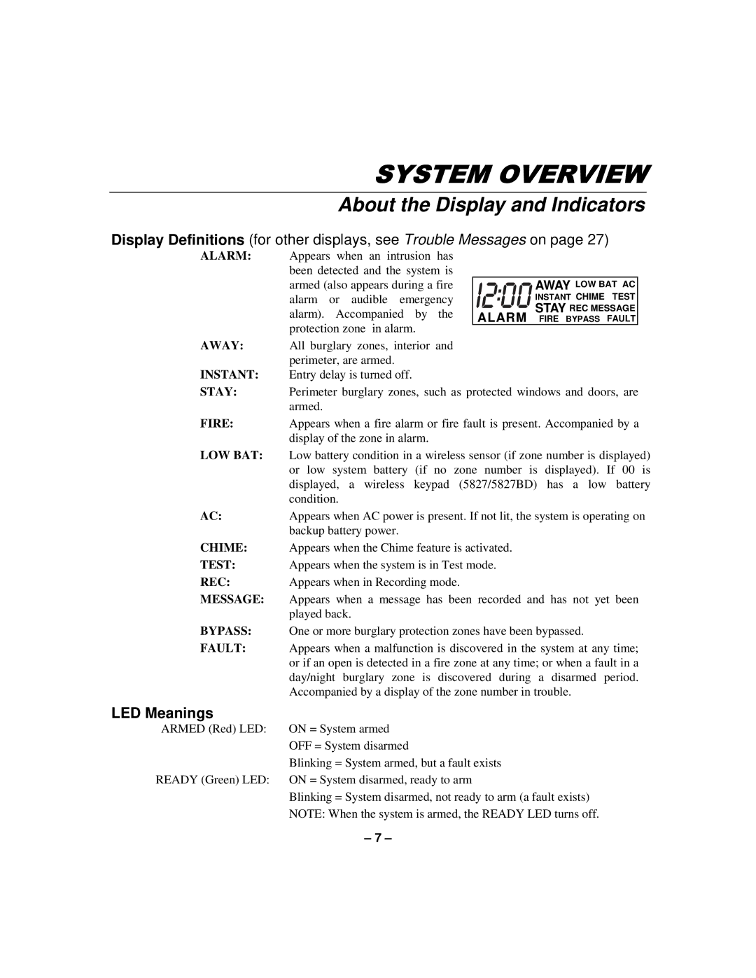 First Alert N8891-1 manual About the Display and Indicators, LED Meanings 