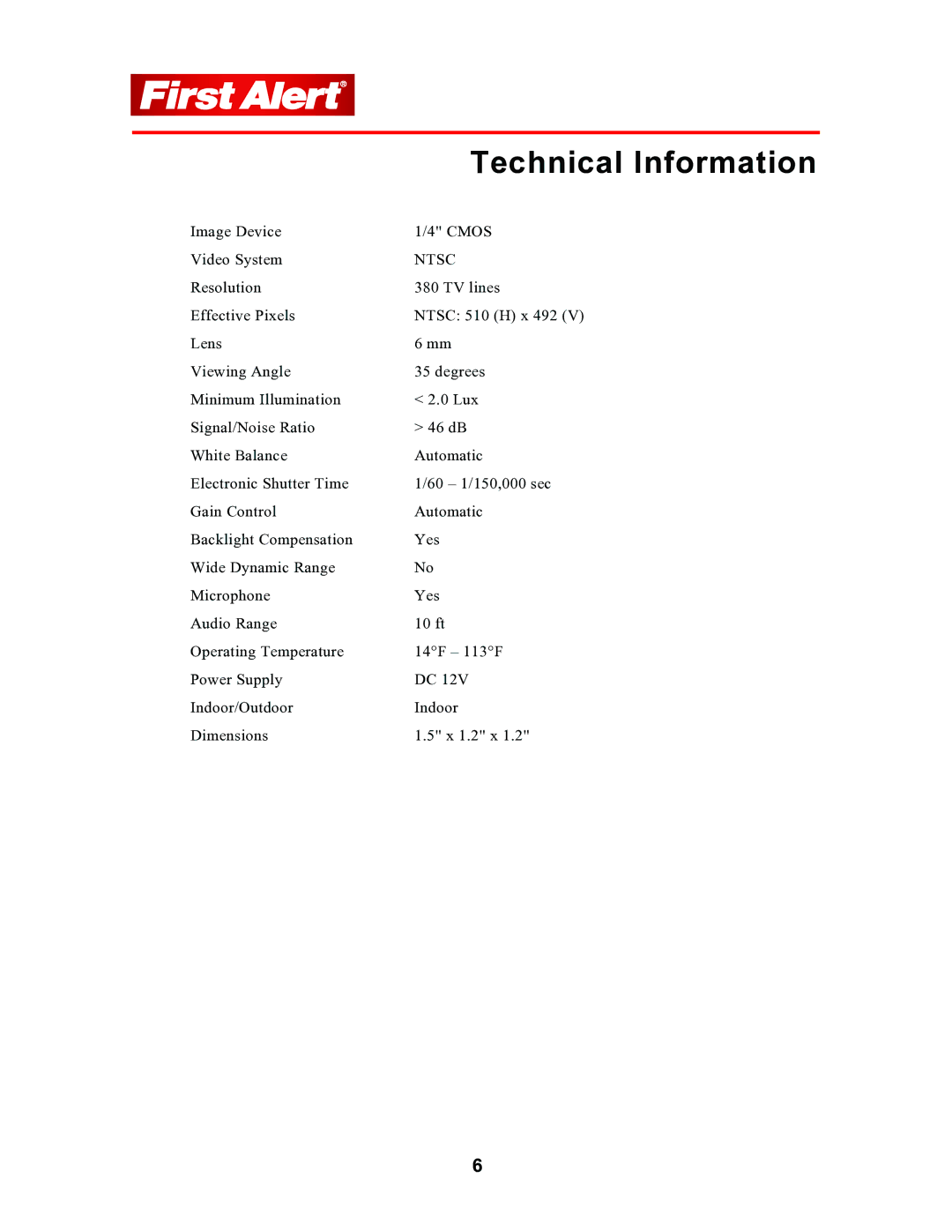 First Alert P-500 user manual Technical Information, Ntsc 