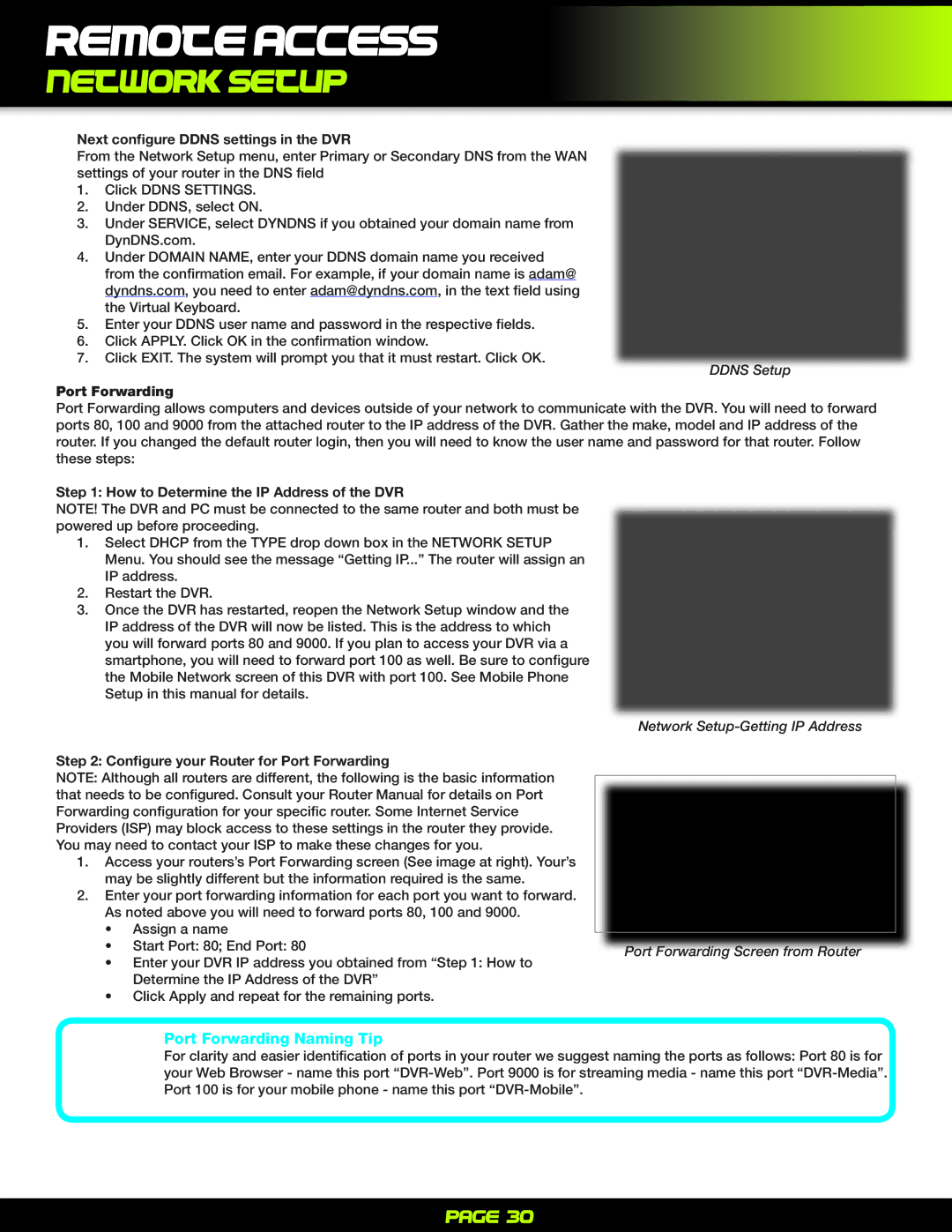 First Alert PRO-D1610 user manual Port Forwarding Naming Tip, Next configure Ddns settings in the DVR 