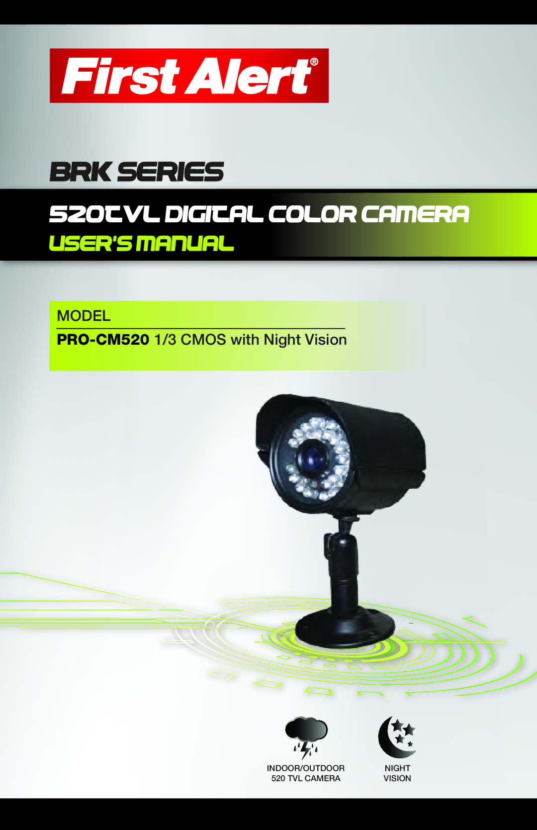 First Alert S20CVL user manual BRK Series, 520TVL Digital Color Camera user,S manual 