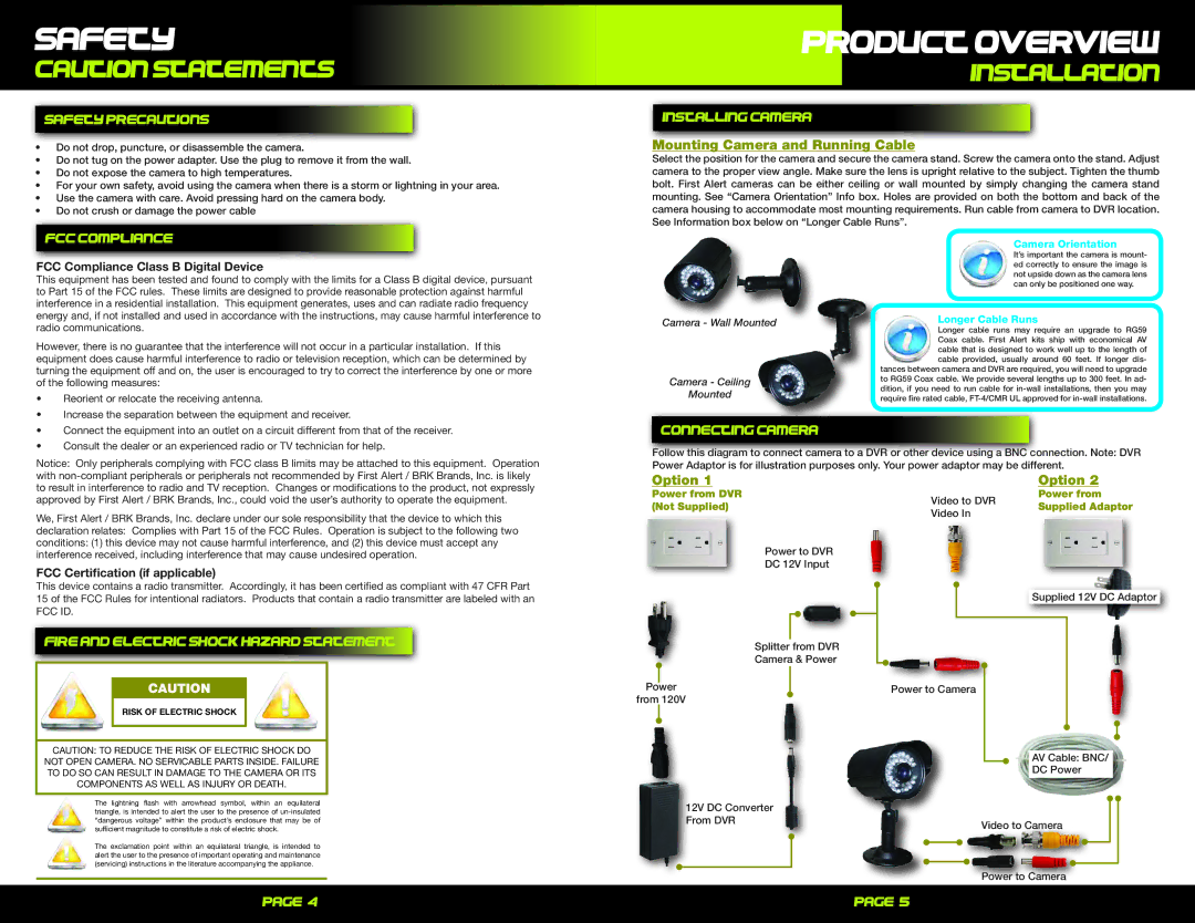 First Alert S20CVL user manual Safety, Installation 