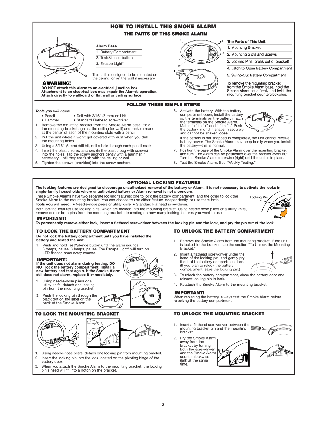First Alert SA304 user manual How To Install This Smoke Alarm, The Parts Of This Smoke Alarm, Follow These Simple Steps 
