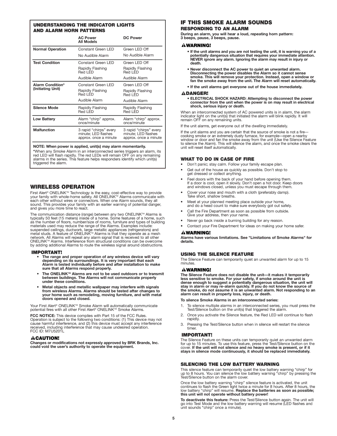 First Alert SA520 user manual Wireless Operation, If this Smoke Alarm Sounds 