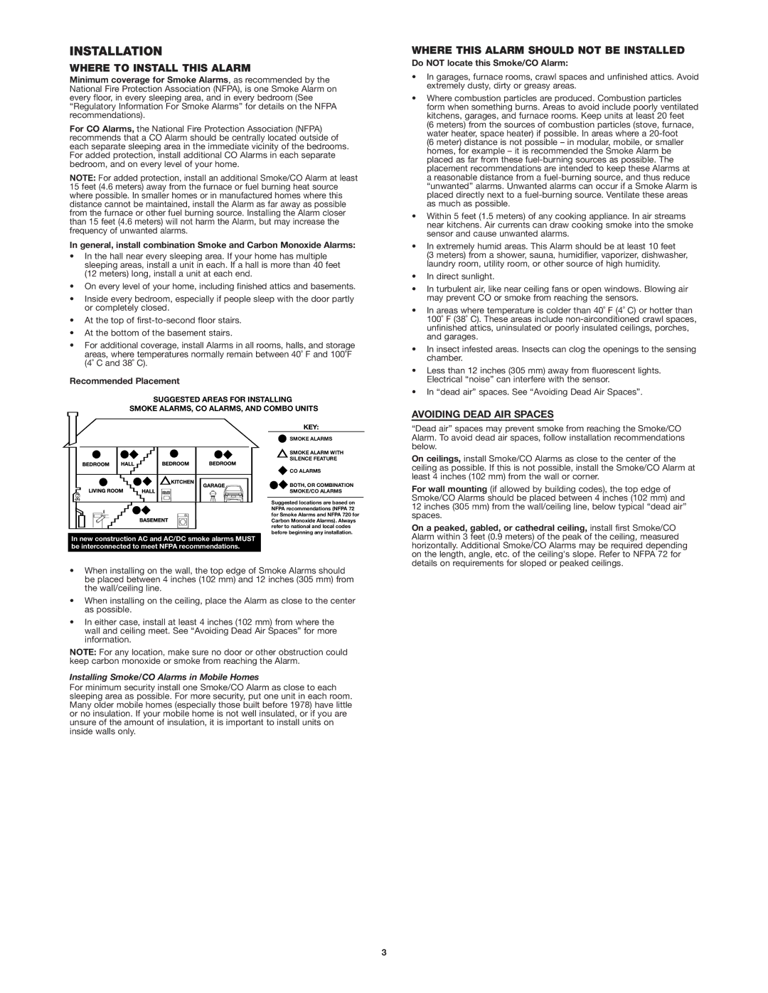 First Alert SCO500 user manual Installation, Where to Install this Alarm, Where this Alarm should not be Installed 