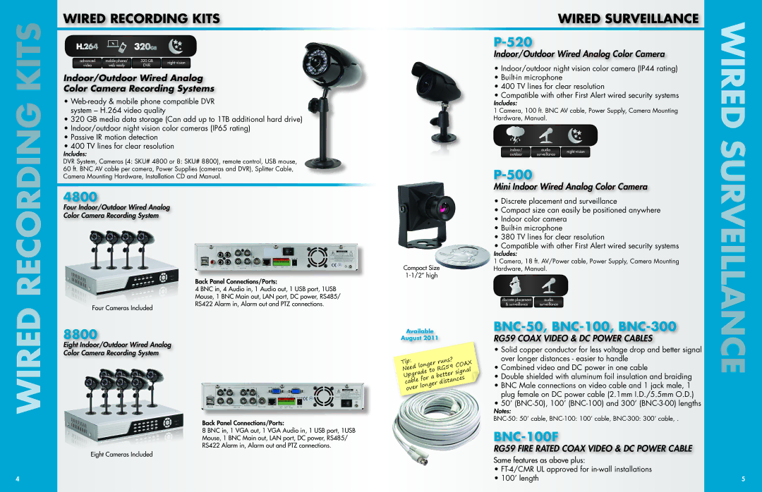 First Alert Security Camera manual Wired Recording Kits, Wired Surveillance 