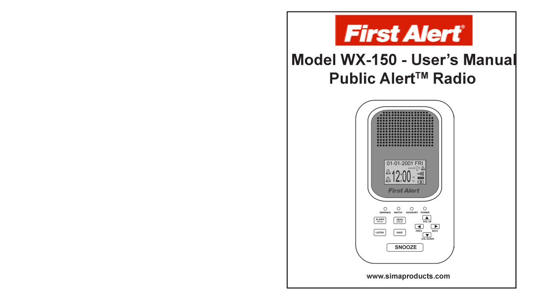 First Alert WX-150 user manual 