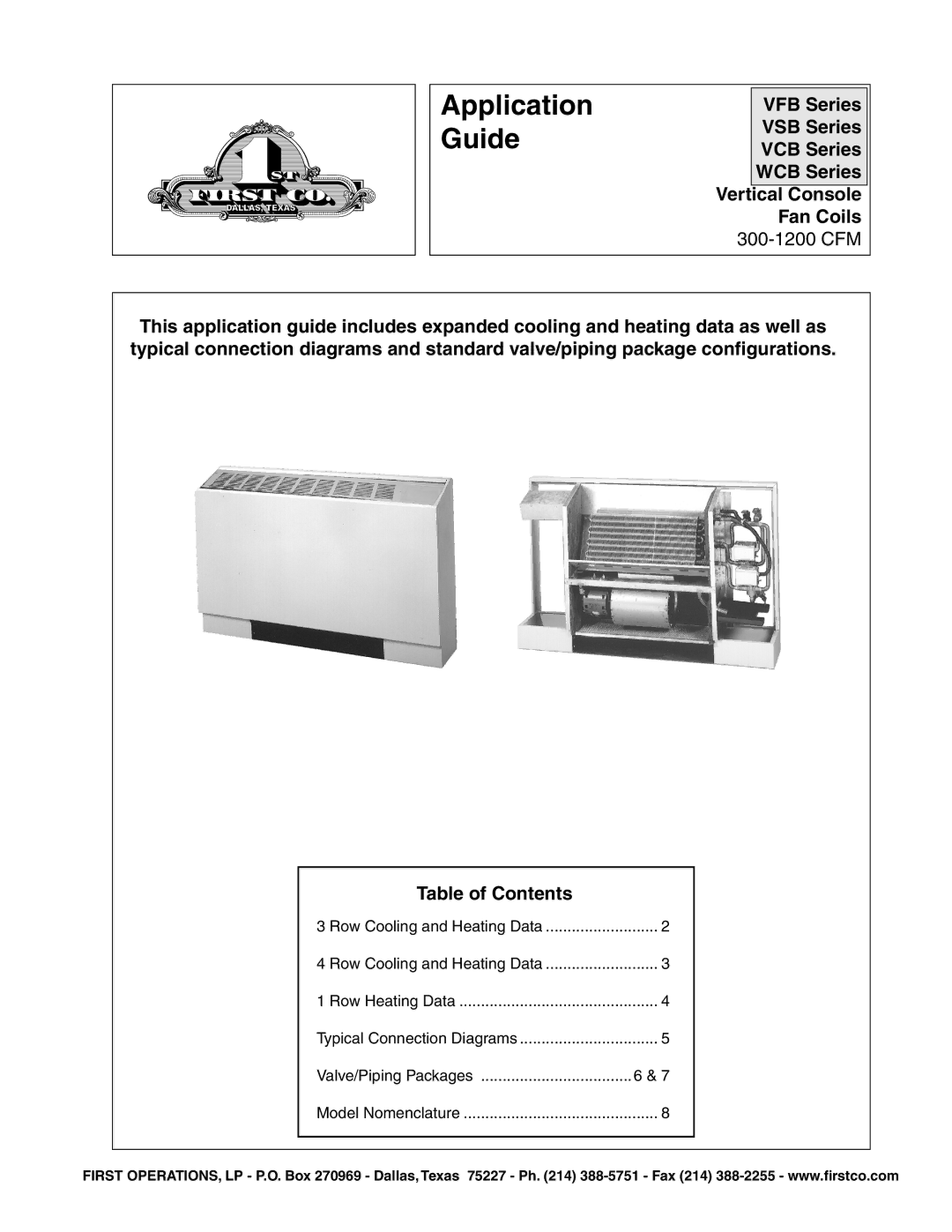 First Operations 300-1200 CFM manual Application Guide 