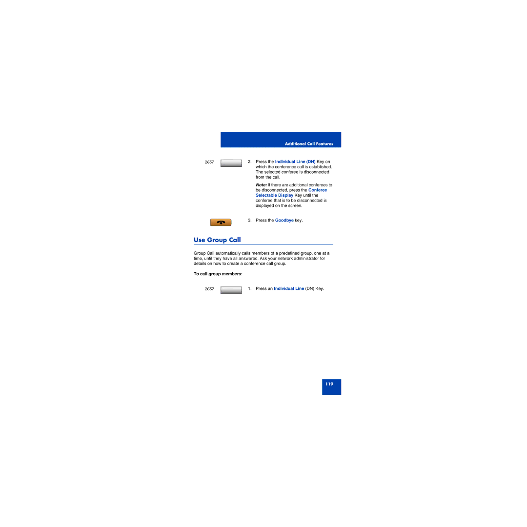 First Virtual Communications 1150E manual Use Group Call, Press the Individual Line DN Key on, To call group members 