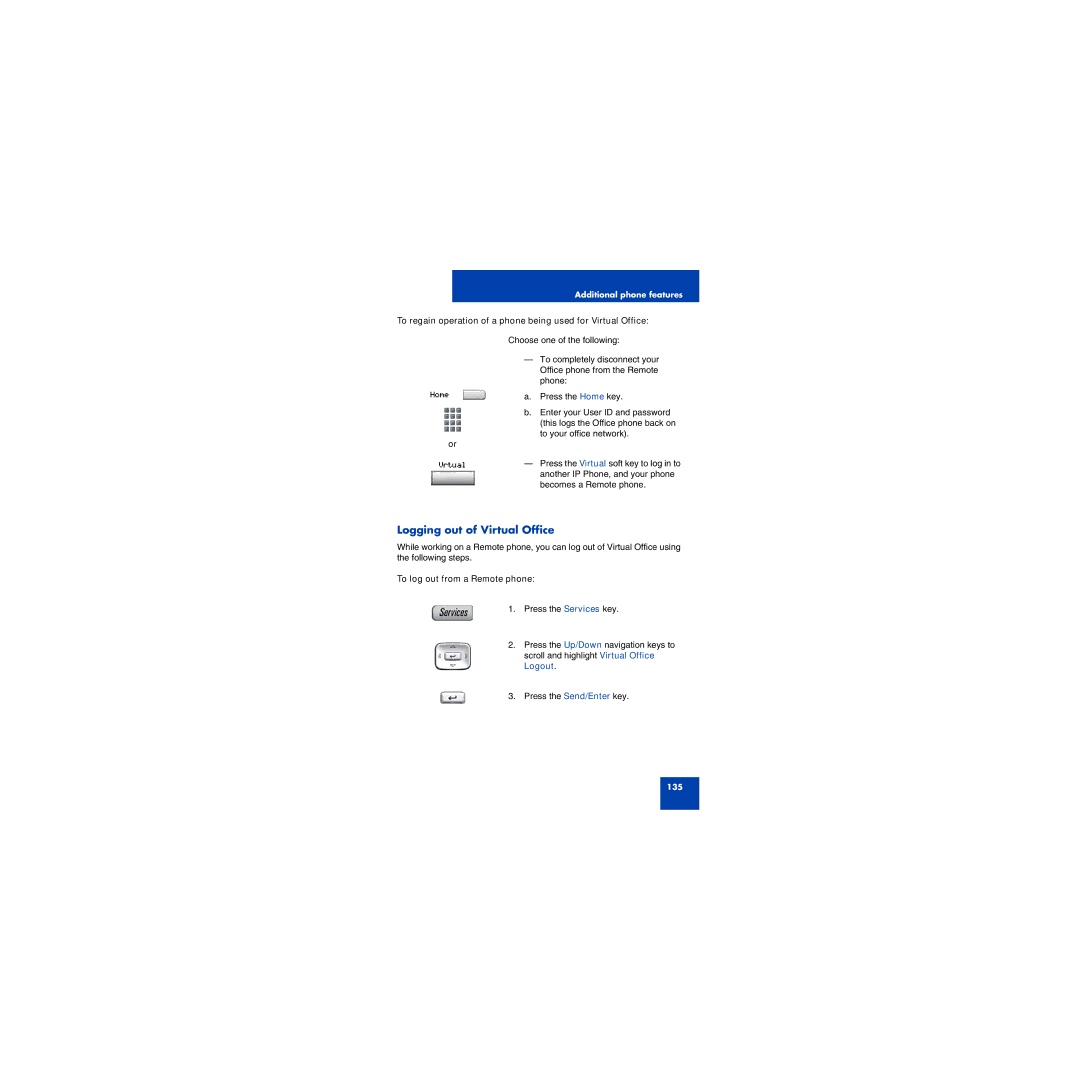 First Virtual Communications 1150E manual Logging out of Virtual Office, To log out from a Remote phone 