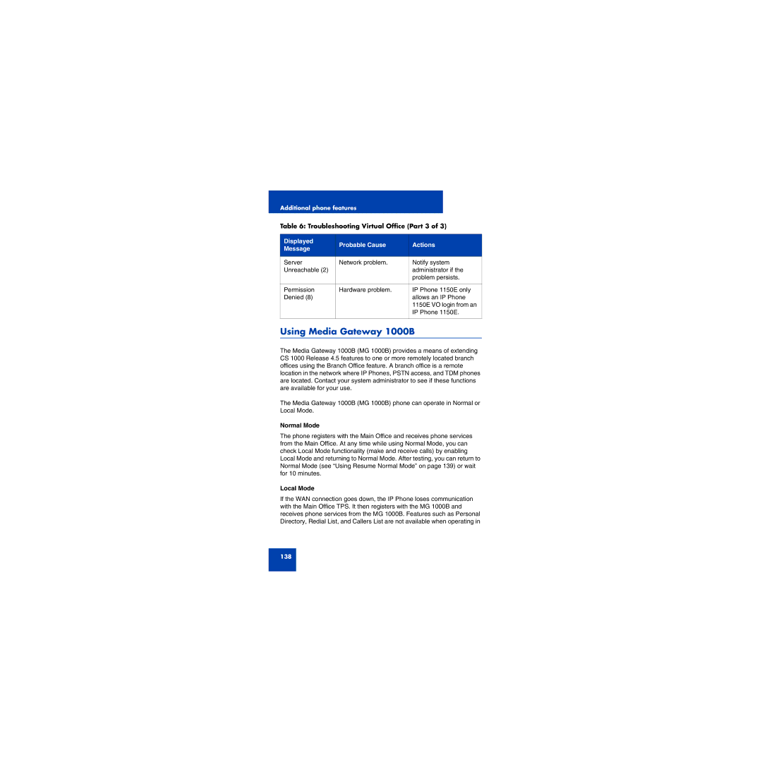 First Virtual Communications 1150E manual Using Media Gateway 1000B, Normal Mode, Local Mode 