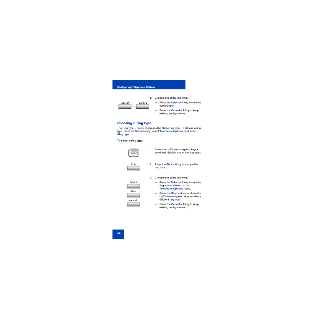 First Virtual Communications 1150E manual Choosing a ring type, Ring type…, To select a ring type 