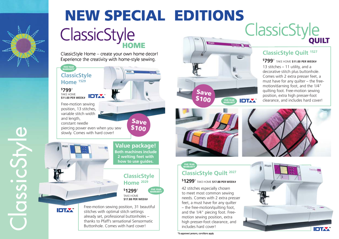 First Virtual Communications 2026 Save $100, ClassicStyle Home, Value package, $799†, $1299 †, New Special Editions, Quilt 