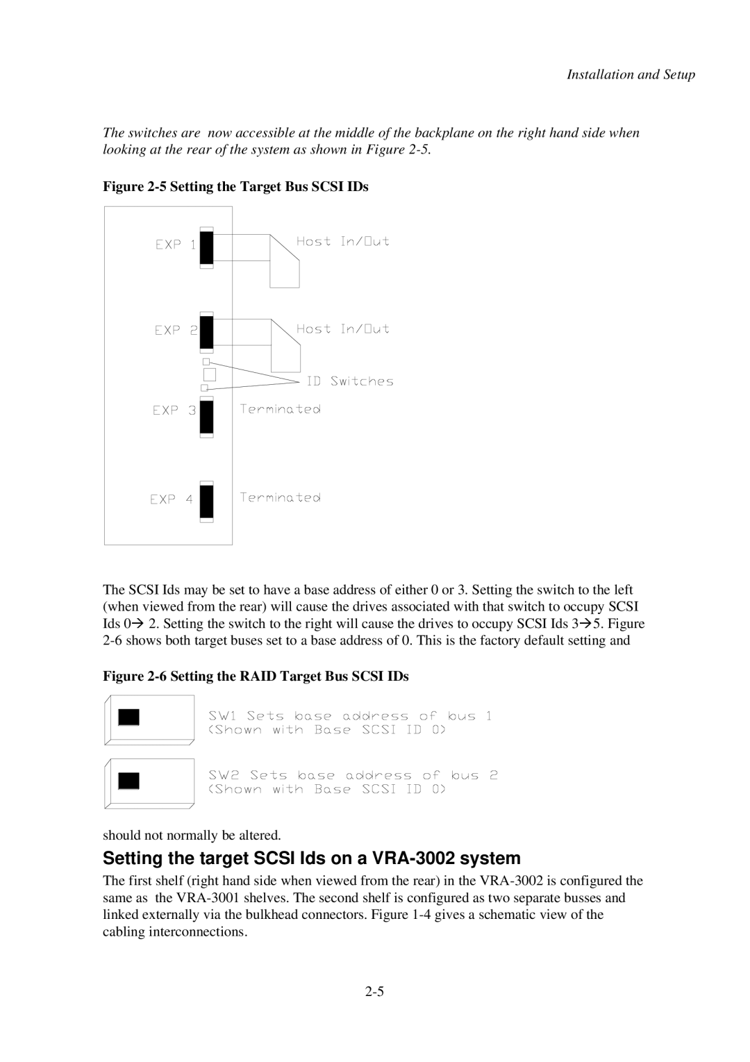 First Virtual Communications 3000 Setting the target Scsi Ids on a VRA-3002 system, Setting the Target Bus Scsi IDs 