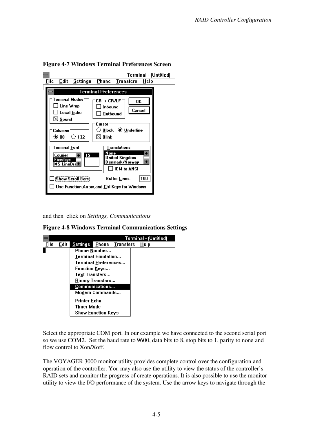 First Virtual Communications 3000 user manual Windows Terminal Preferences Screen 