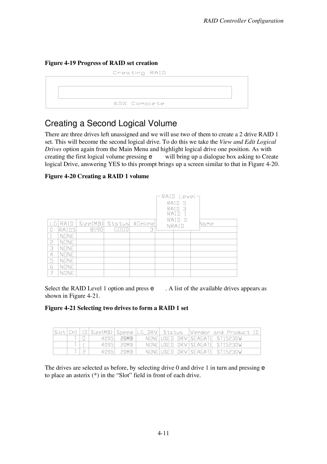 First Virtual Communications 3000 user manual Creating a Second Logical Volume, Progress of RAID set creation 