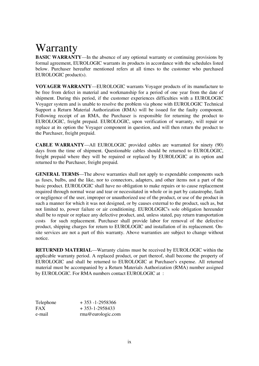 First Virtual Communications 3000 user manual Warranty, Fax 