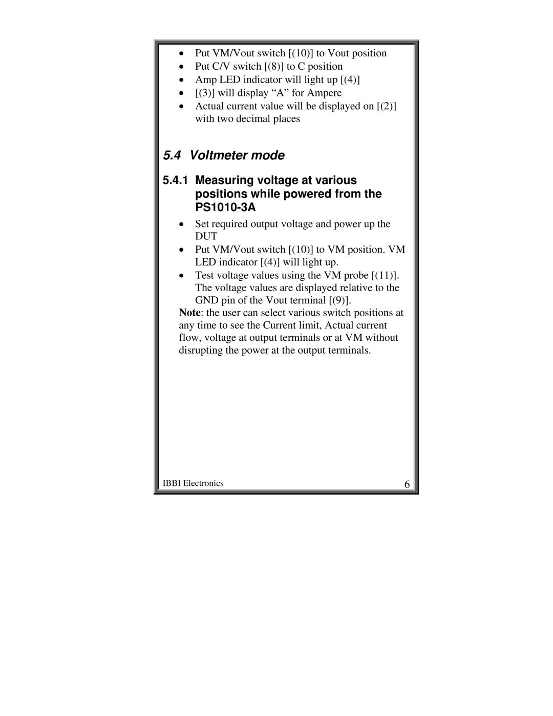 First Virtual Communications PS1010-3A user manual Voltmeter mode, Dut 