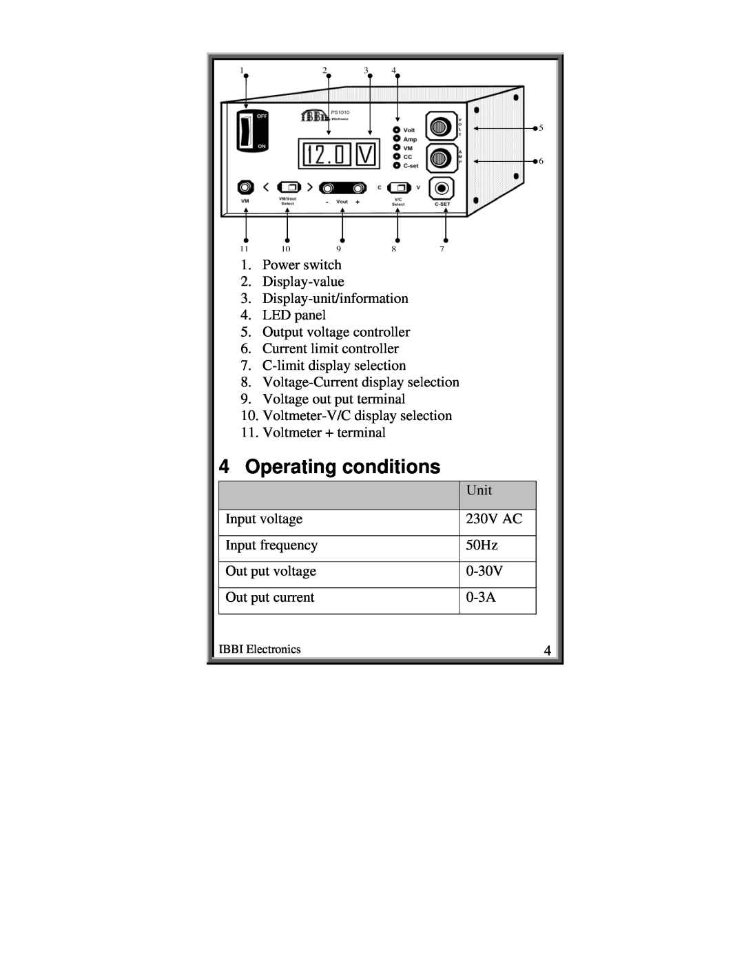 First Virtual Communications PS1010-3A user manual Operating conditions 