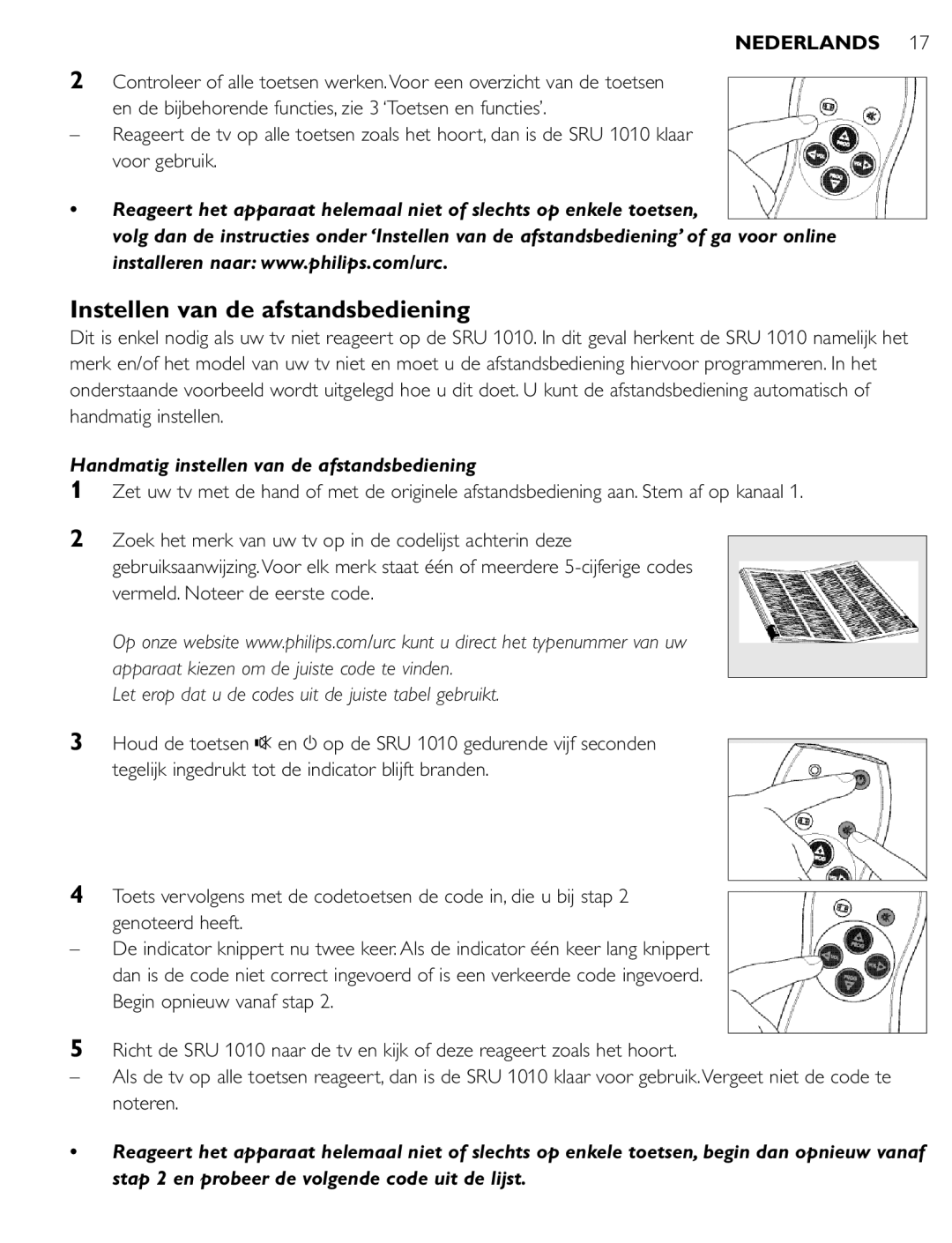 First Virtual Communications SRU 1010 Instellen van de afstandsbediening, Handmatig instellen van de afstandsbediening 