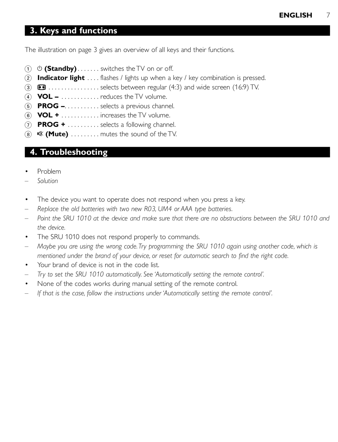 First Virtual Communications SRU 1010 manual Keys and functions, Troubleshooting, Solution 