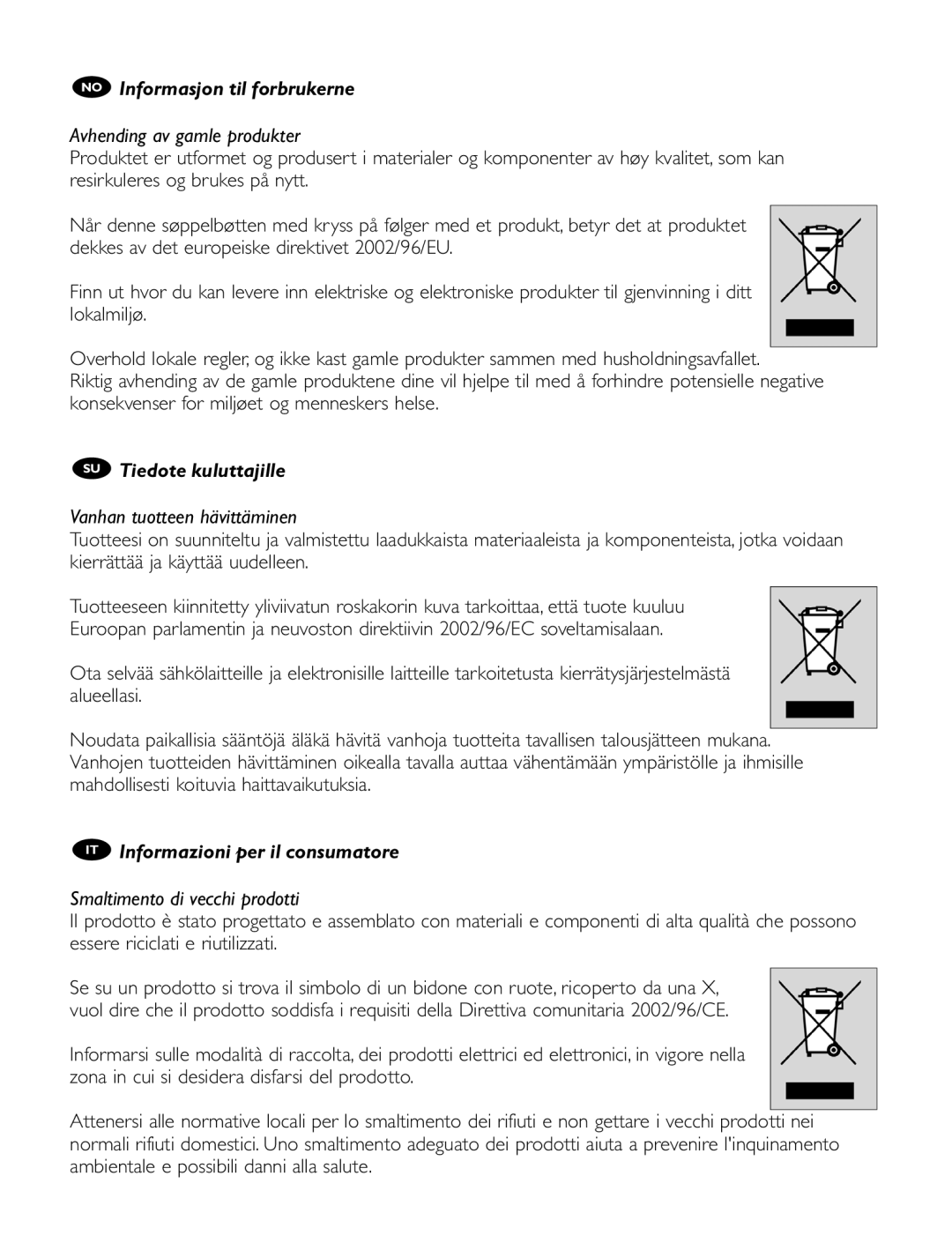 First Virtual Communications SRU 1010 manual No Informasjon til forbrukerne, SU Tiedote kuluttajille 