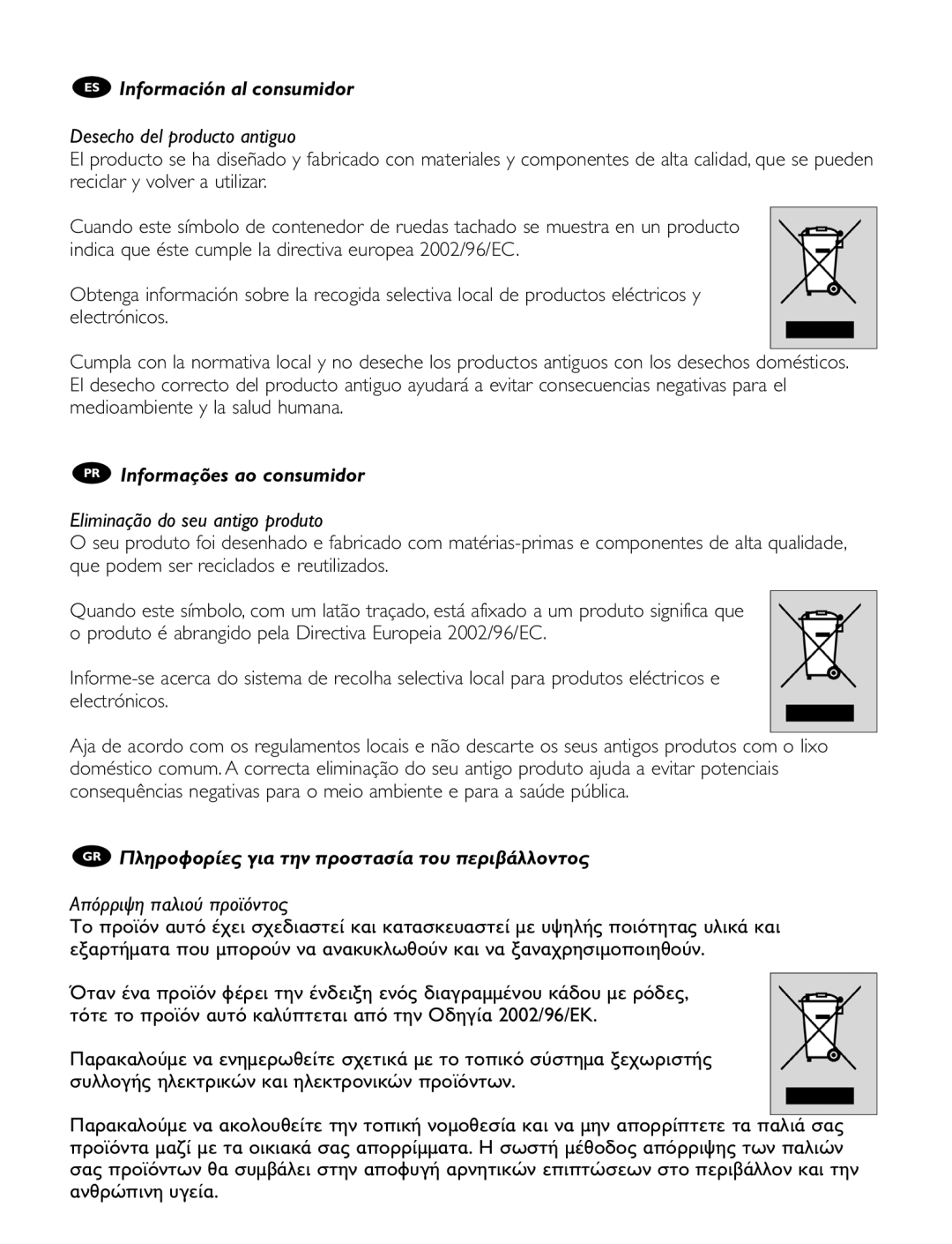 First Virtual Communications SRU 1010 manual ES Información al consumidor, Desecho del producto antiguo, Od 2002/96 